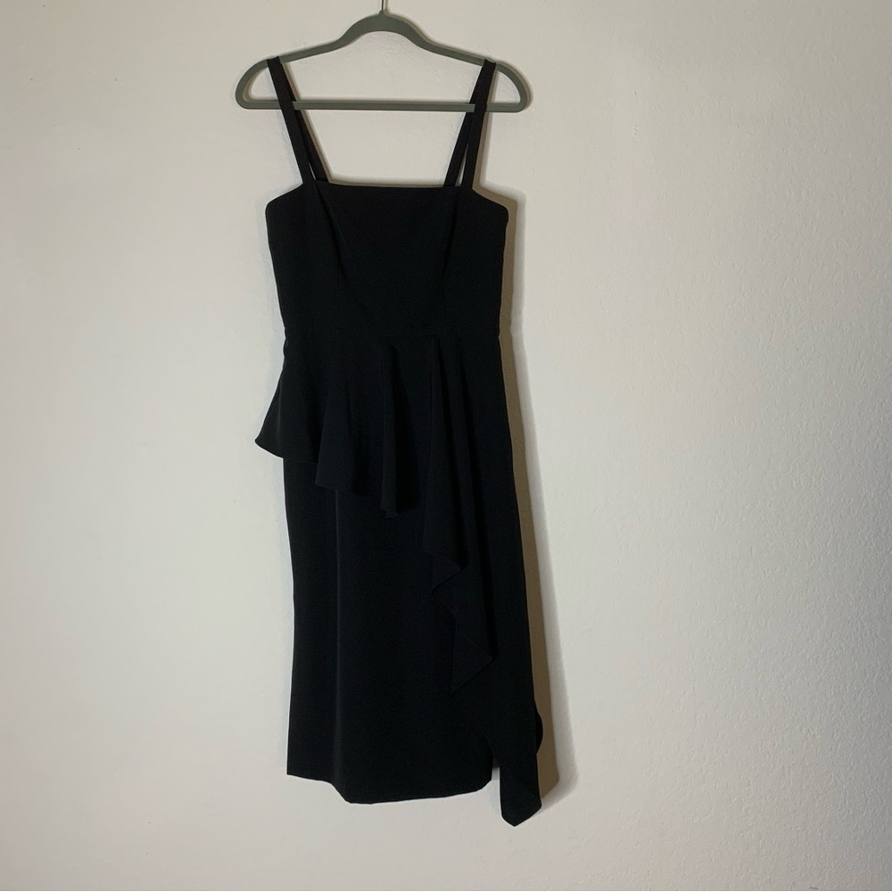 Milly Womens black Strappy asymmetrical ruffle detail
Midi dress 8